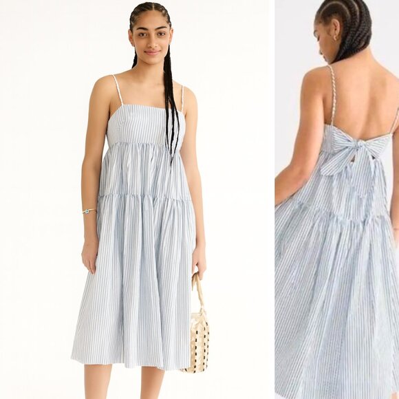 J. Crew Dresses & Skirts - J. Crew Tie-Back Tiered Dress Stripe